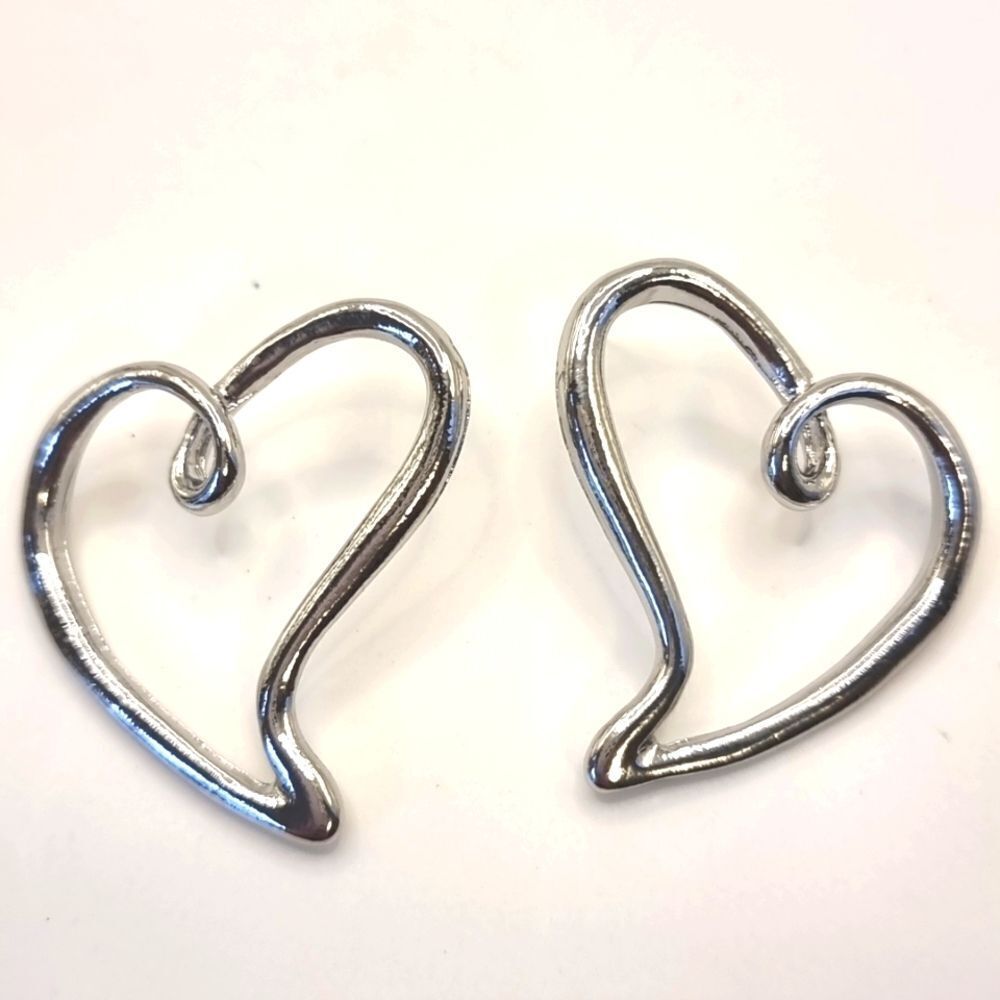 New ZARA open heart silver earrings